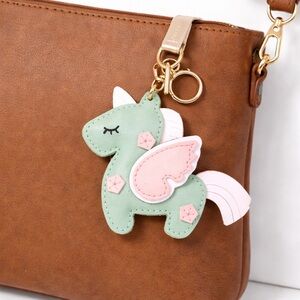 Pastel Unicorn Bag Charm Keychain Cute Purse Charm Mint Green Pink